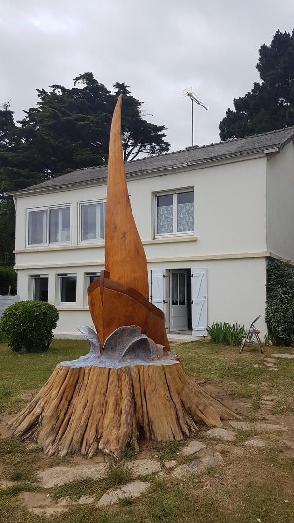 sculpture bateau bois