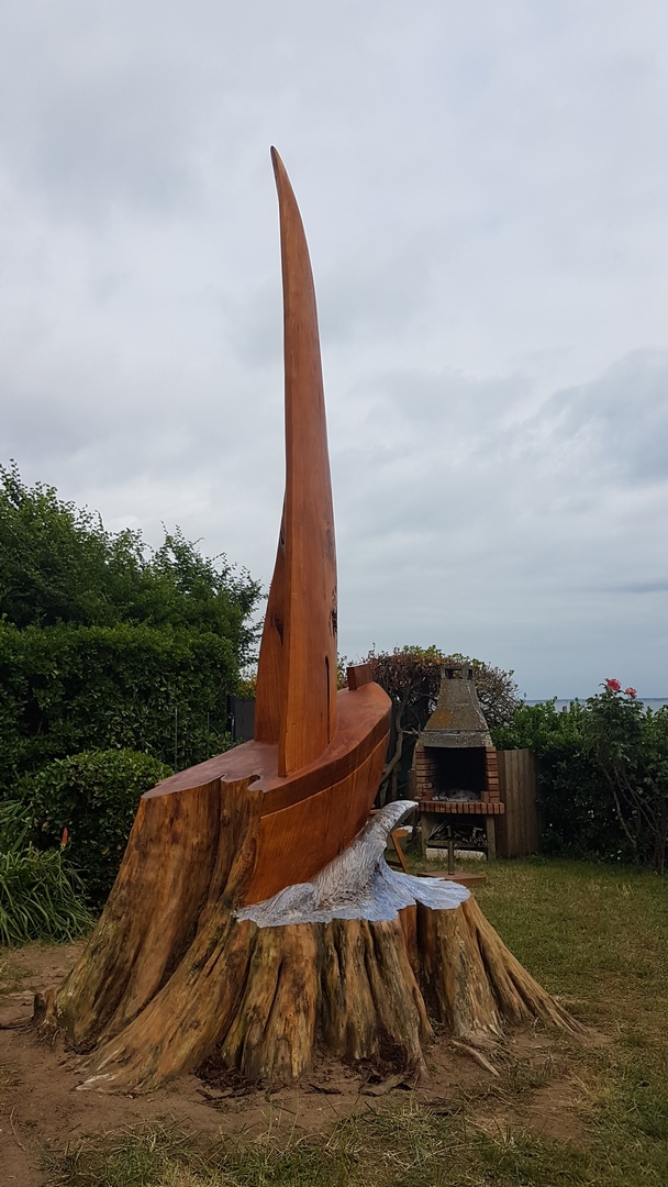 sculpture bateau bois